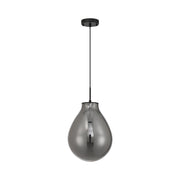 Golden Lighting Drop 12in 1-Light Pendant | Modern Matte Black and Smoke Plated Glass | Kitchen Island & Dining Room | Model 2088-12P BLK-SMP