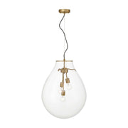Golden Lighting Drop 19in 3-Light Pendant | Modern Brushed Champagne Brass and Clear Glass | Kitchen Island & Dining Room | Model 2088-20P BCB-CLR