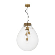 Golden Lighting Drop 19in 3-Light Pendant | Modern Brushed Champagne Brass and Clear Glass | Kitchen Island & Dining Room | Model 2088-20P BCB-CLR