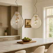 Golden Lighting Drop 19in 3-Light Pendant | Modern Brushed Champagne Brass and Clear Glass | Kitchen Island & Dining Room | Model 2088-20P BCB-CLR