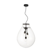 Golden Lighting Drop 19in 3-Light Pendant | Modern Matte Black and Clear Glass | Kitchen Island & Dining Room | Model 2088-20P BLK-CLR
