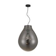 Golden Lighting Drop 19in 3-Light Pendant | Modern Matte Black and Smoke Plated Glass | Kitchen Island & Dining Room | Model 2088-20P BLK-SMP
