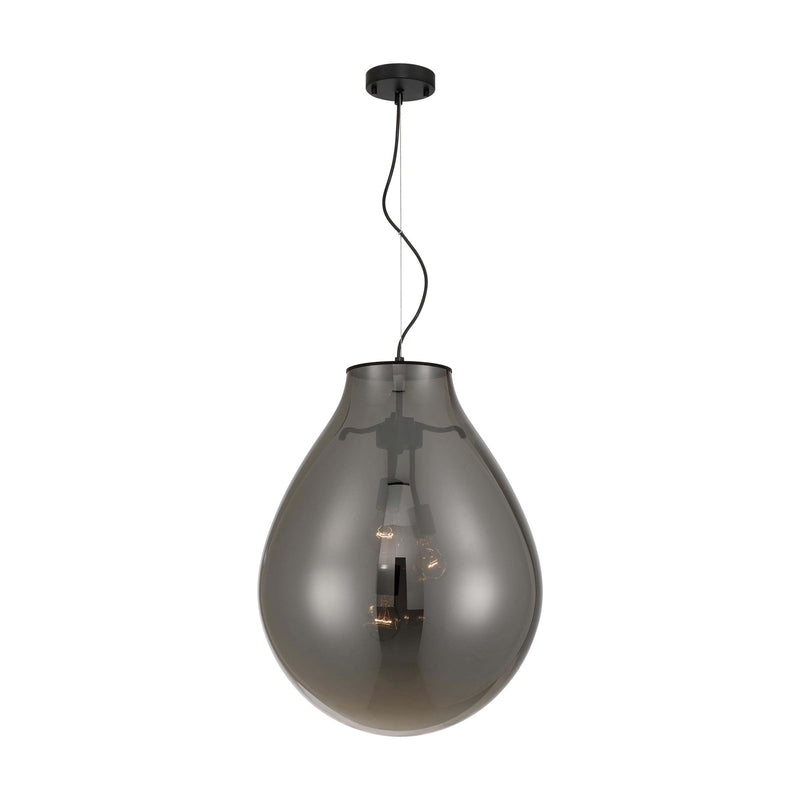Golden Lighting Drop 19in 3-Light Pendant | Modern Matte Black and Smoke Plated Glass | Kitchen Island & Dining Room | Model 2088-20P BLK-SMP