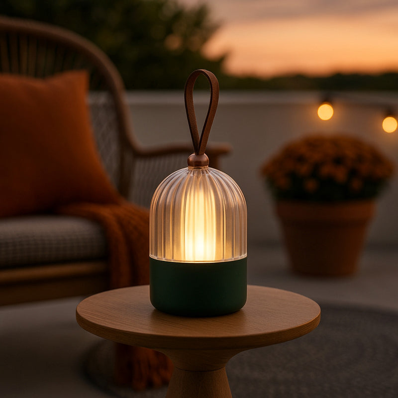 Golden Lighting Lunari 9in Integrated LED Table Lamp | Modern Matte Green and Clear Acrylic | Bedroom & Home Office | Model 2253-4 GRN