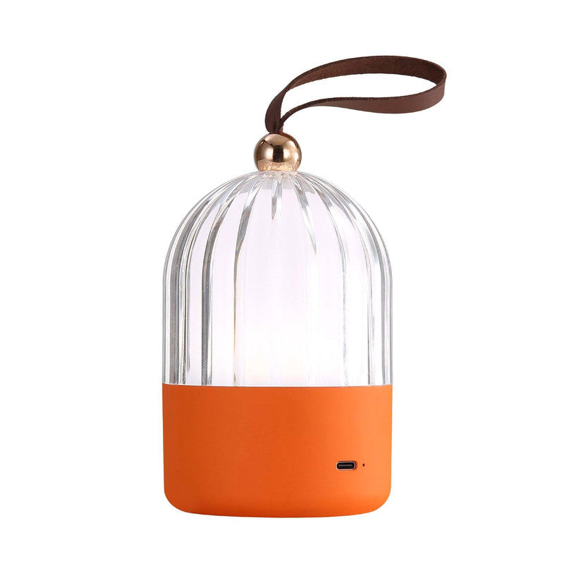Golden Lighting Lunari 9in Integrated LED Table Lamp | Modern Matte Orange and Clear Acrylic | Bedroom & Home Office | Model 2253-4 MOR
