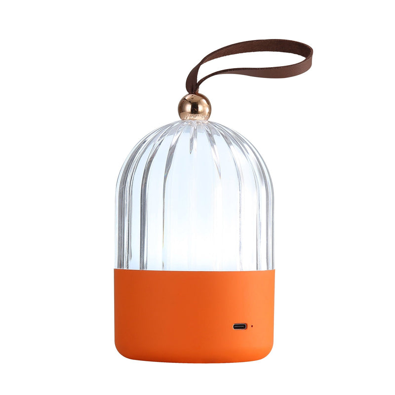 Golden Lighting Lunari 9in Integrated LED Table Lamp | Modern Matte Orange and Clear Acrylic | Bedroom & Home Office | Model 2253-4 MOR