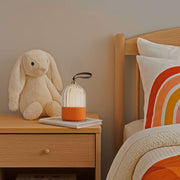 Golden Lighting Lunari 9in Integrated LED Table Lamp | Modern Matte Orange and Clear Acrylic | Bedroom & Home Office | Model 2253-4 MOR
