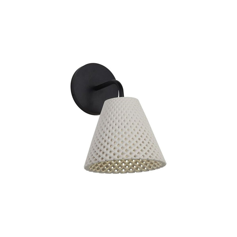 Golden Clarus LED Wall Sconce, Outdoor, White Sandstone Cement