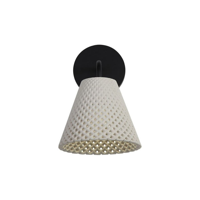 Golden Clarus LED Wall Sconce, Outdoor, White Sandstone Cement