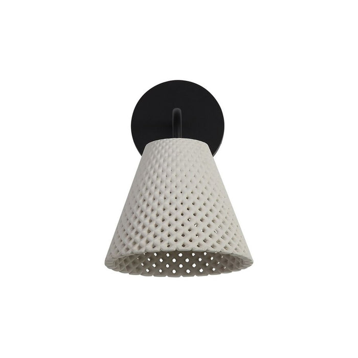 Golden Clarus LED Wall Sconce, Outdoor, White Sandstone Cement