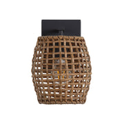 Golden Lighting WeaveLight 1-Light Wall Sconce | Bohemian Natural Black and Maple All-Weather Wicker | Hallway & Bathroom | Model 3000-1W NB-MAW