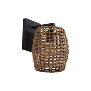 Golden Lighting WeaveLight 1-Light Wall Sconce | Bohemian Natural Black and Maple All-Weather Wicker | Hallway & Bathroom | Model 3000-1W NB-MAW