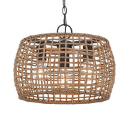 Golden Lighting WeaveLight 16in 3-Light Pendant | Bohemian Natural Black and Maple All-Weather Wicker | Kitchen & Dining Room | Model 3000-3P NB-MAW