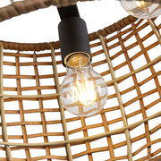 Golden Lighting WeaveLight 16in 3-Light Semi-Flush Mount | Bohemian Natural Black and Maple All-Weather Wicker | Entryway | Model 3000-3SF NB-MAW