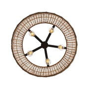 Golden Lighting Weavelight 24in 5-Light Pendant | Bohemian Natural Black and Maple All-Weather Wicker | Kitchen Island | Model 3000-5P NB-MAW