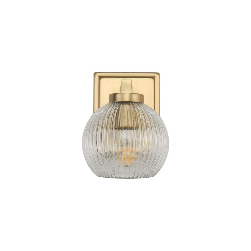Golden Elliott 1 Light Bath Vanity, Champ Bronze/Ribbed Clear