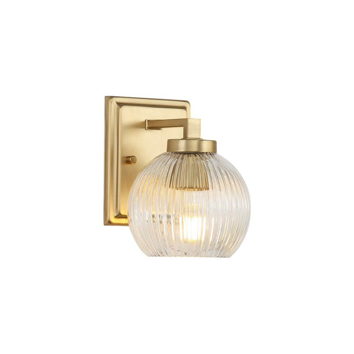 Golden Elliott 1 Light Bath Vanity, Champ Bronze/Ribbed Clear