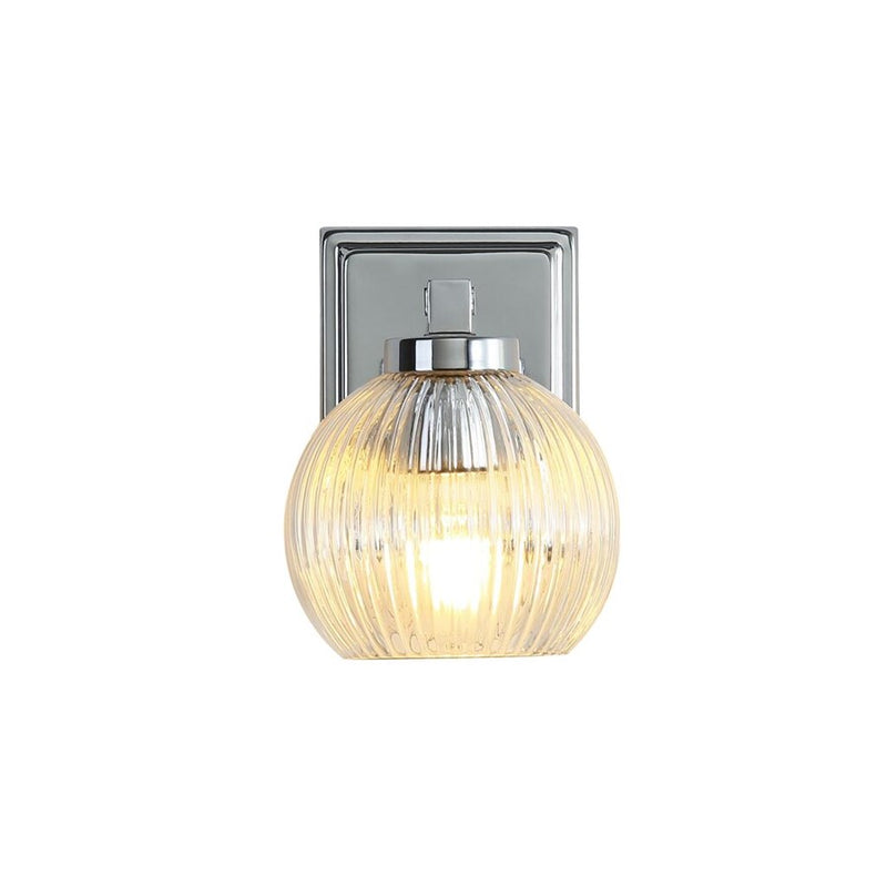 Golden Elliott 1 Light Bath Vanity, Chrome/Ribbed Clear
