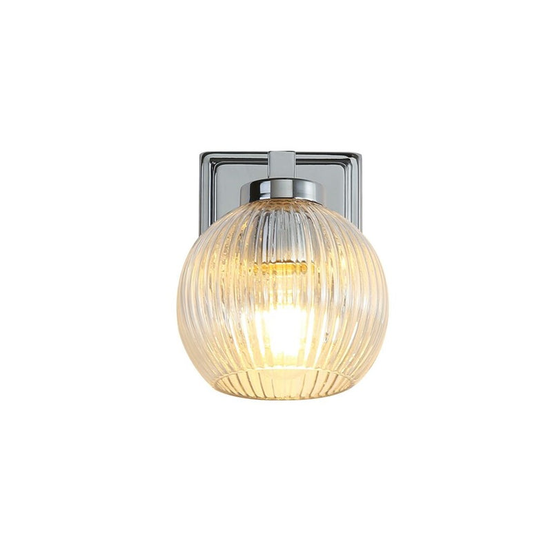 Golden Elliott 1 Light Bath Vanity, Chrome/Ribbed Clear