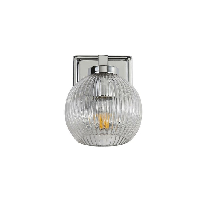Golden Elliott 1 Light Bath Vanity, Chrome/Ribbed Clear