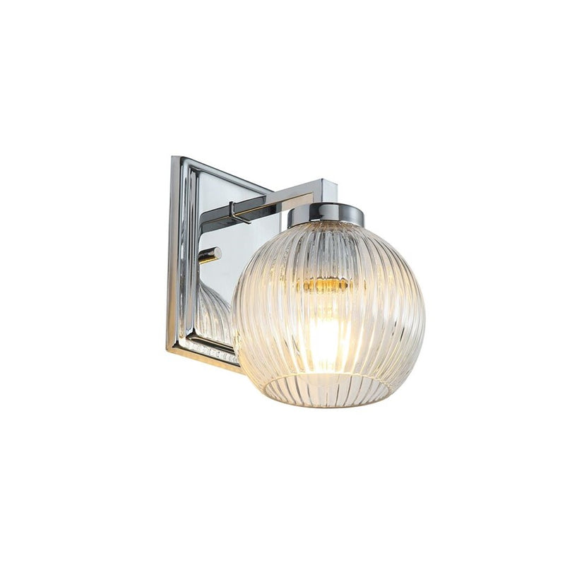 Golden Elliott 1 Light Bath Vanity, Chrome/Ribbed Clear