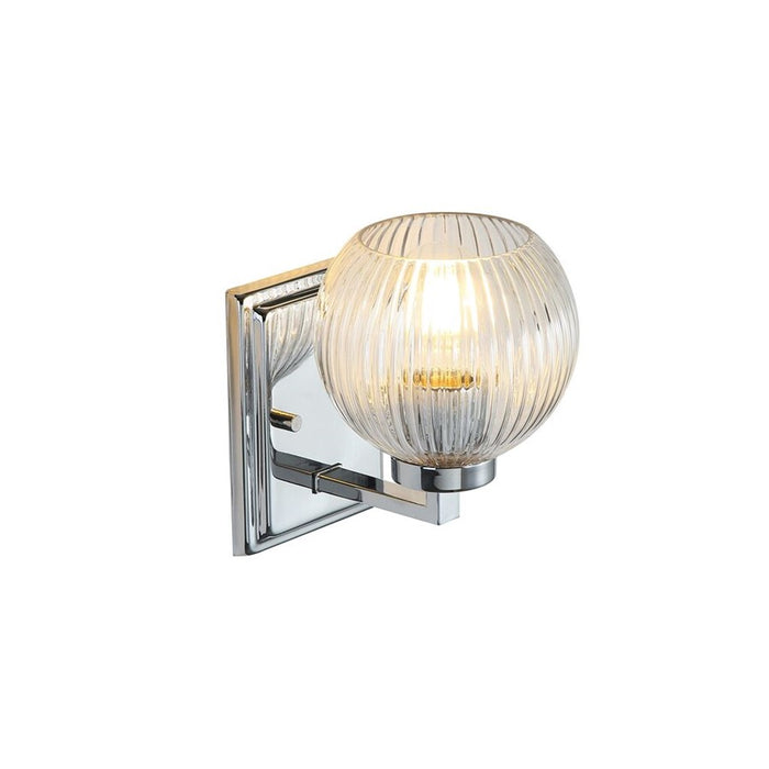 Golden Elliott 1 Light Bath Vanity, Chrome/Ribbed Clear