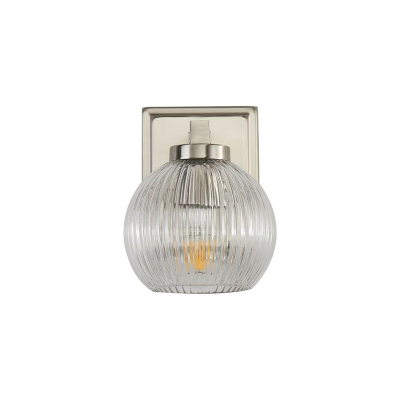 Golden Elliott 1 Light Bath Vanity, Pewter/Ribbed Clear