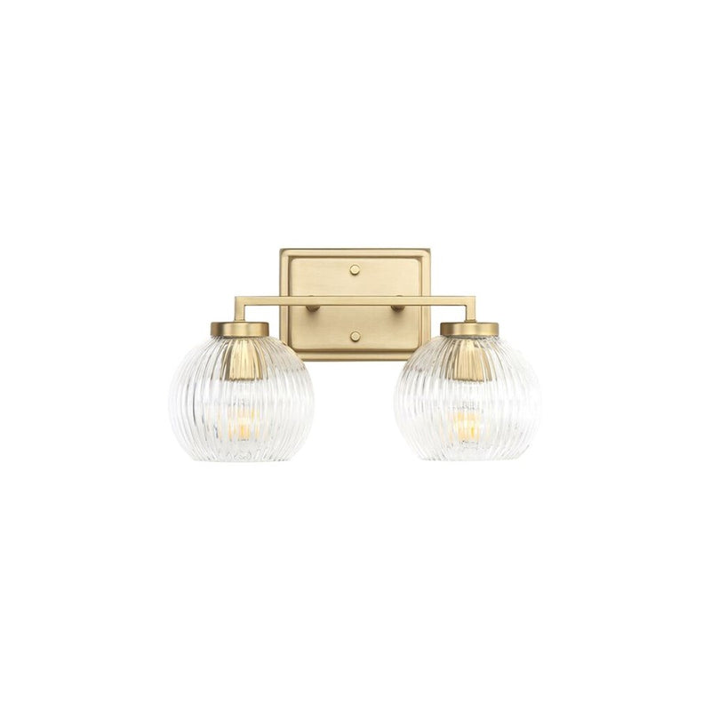 Golden Elliott 2 Light Bath Vanity, Champ Bronze/Ribbed Clear - 3094-BA2BCB-RIB