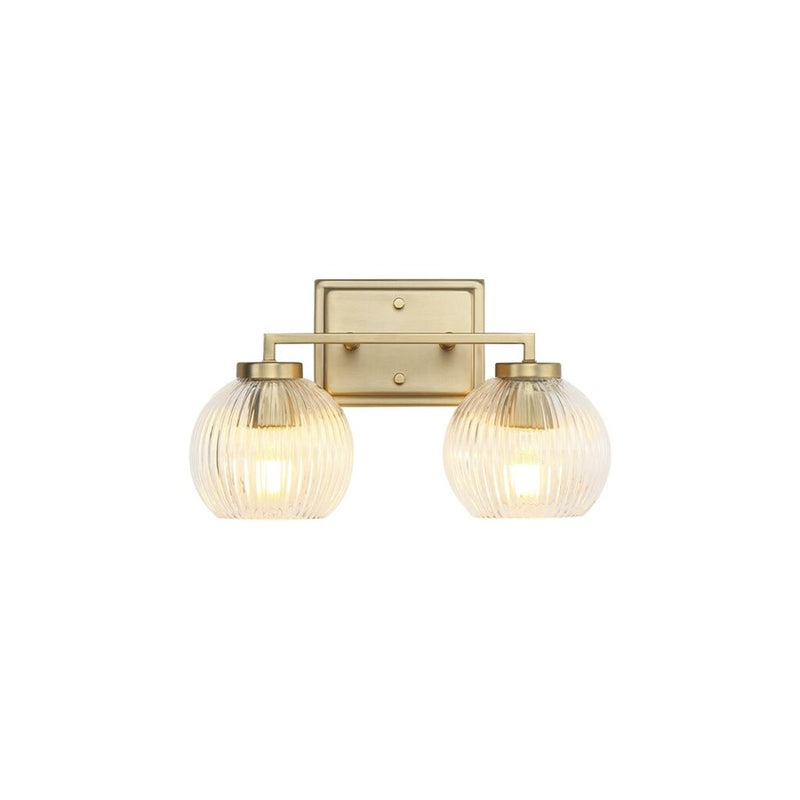 Golden Elliott 2 Light Bath Vanity, Champ Bronze/Ribbed Clear