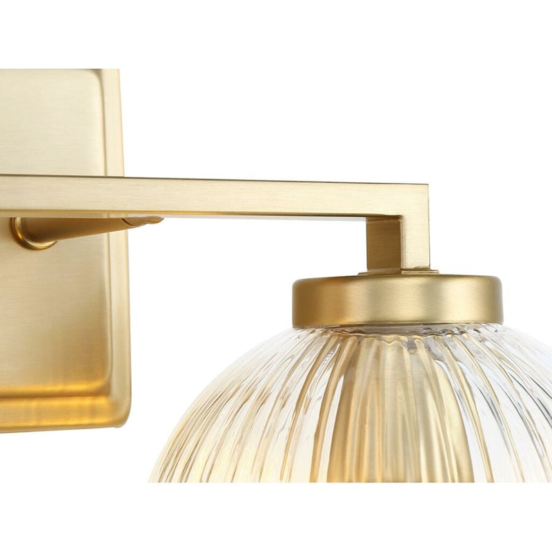 Golden Elliott 2 Light Bath Vanity, Champ Bronze/Ribbed Clear