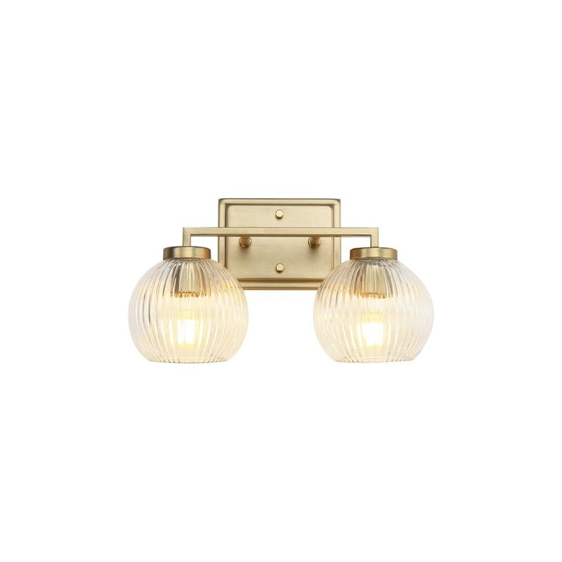Golden Elliott 2 Light Bath Vanity, Champ Bronze/Ribbed Clear