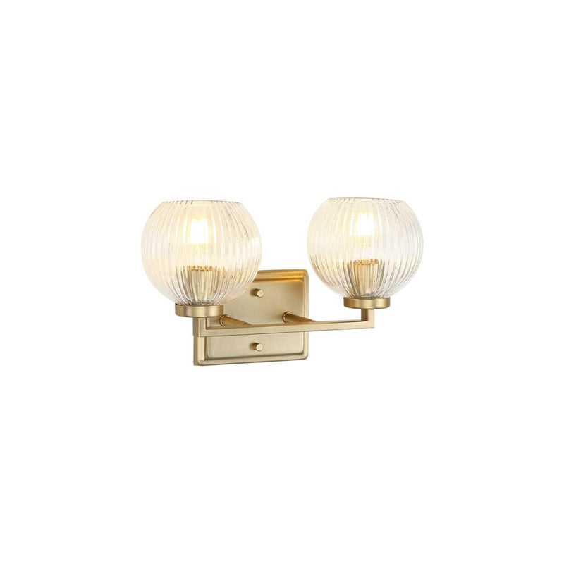 Golden Elliott 2 Light Bath Vanity, Champ Bronze/Ribbed Clear