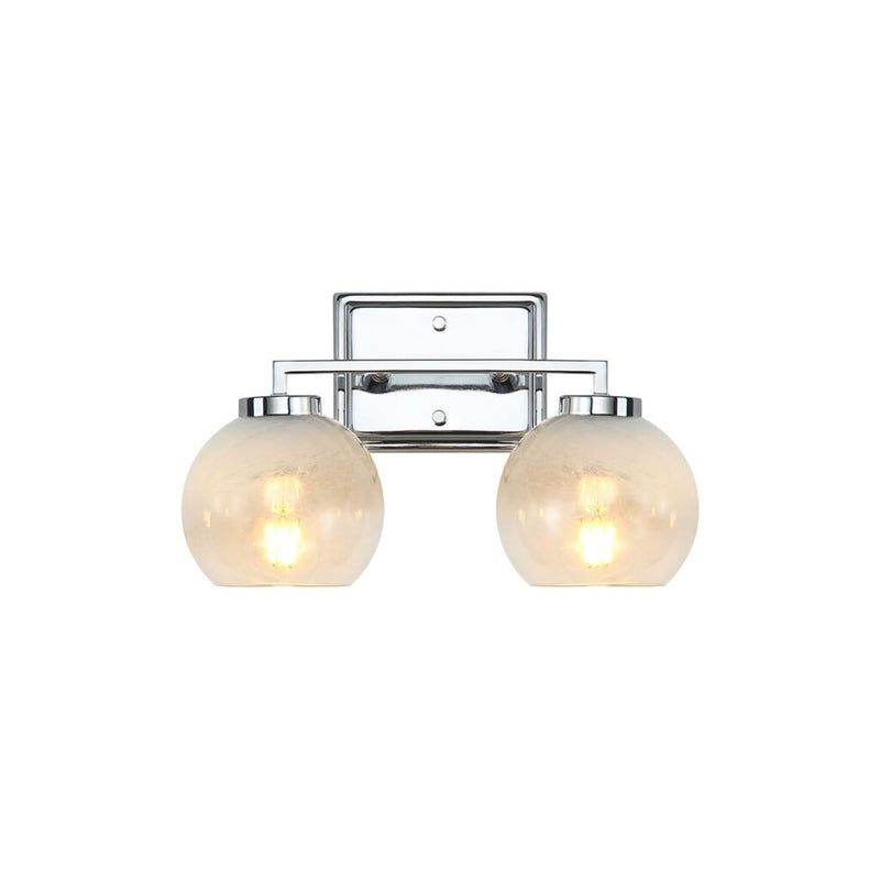 Golden Lighting Elliott 2 Light Bath Vanity, Chrome/Alabaster
