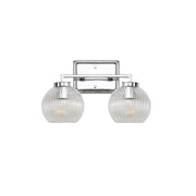 Golden Elliott 2 Light Bath Vanity, Chrome/Ribbed Clear - 3094-BA2CH-RIB