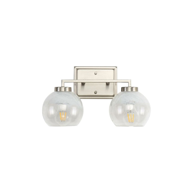 Golden Lighting Elliott 2 Light Bath Vanity, Pewter/Alabaster - 3094-BA2PW-ALA
