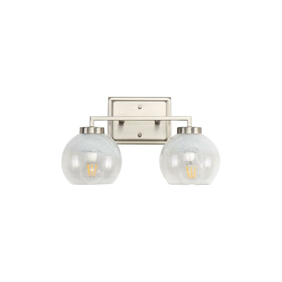 Golden Lighting Elliott 2 Light Bath Vanity, Pewter/Alabaster - 3094-BA2PW-ALA