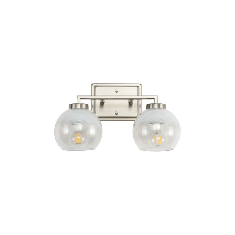 Golden Lighting Elliott 2 Light Bath Vanity, Pewter/Alabaster