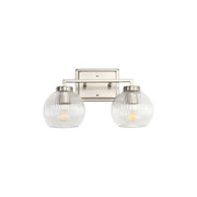 Golden Elliott 2 Light Bath Vanity, Pewter/Ribbed Clear - 3094-BA2PW-RIB