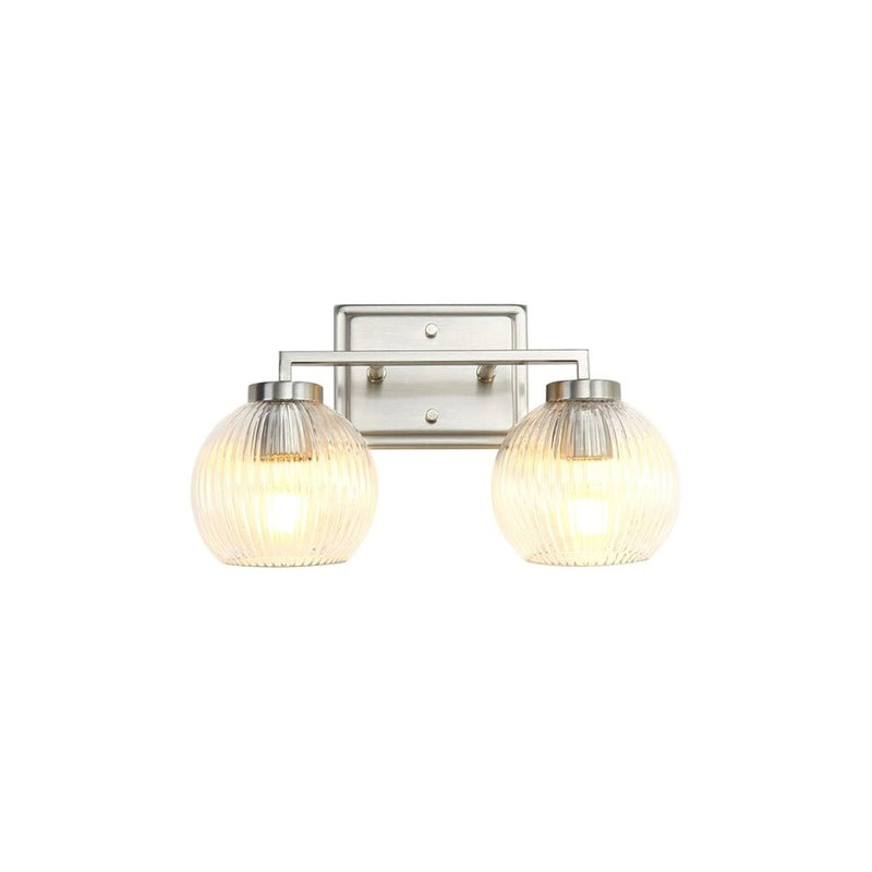 Golden Elliott 2 Light Bath Vanity, Pewter/Ribbed Clear