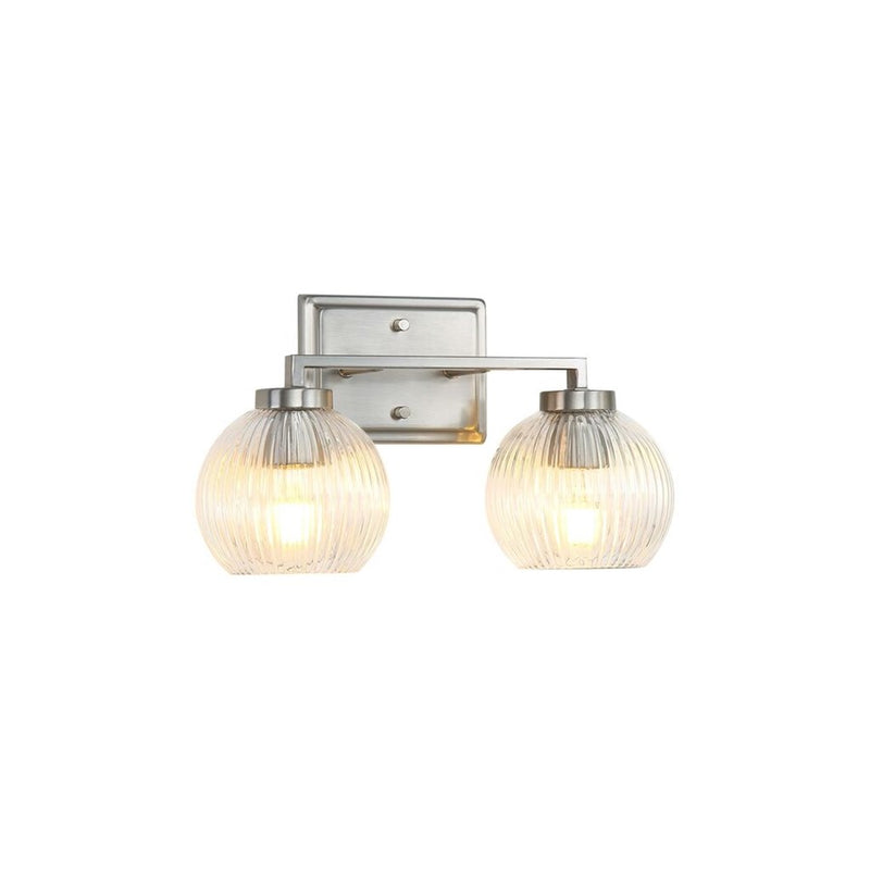 Golden Elliott 2 Light Bath Vanity, Pewter/Ribbed Clear