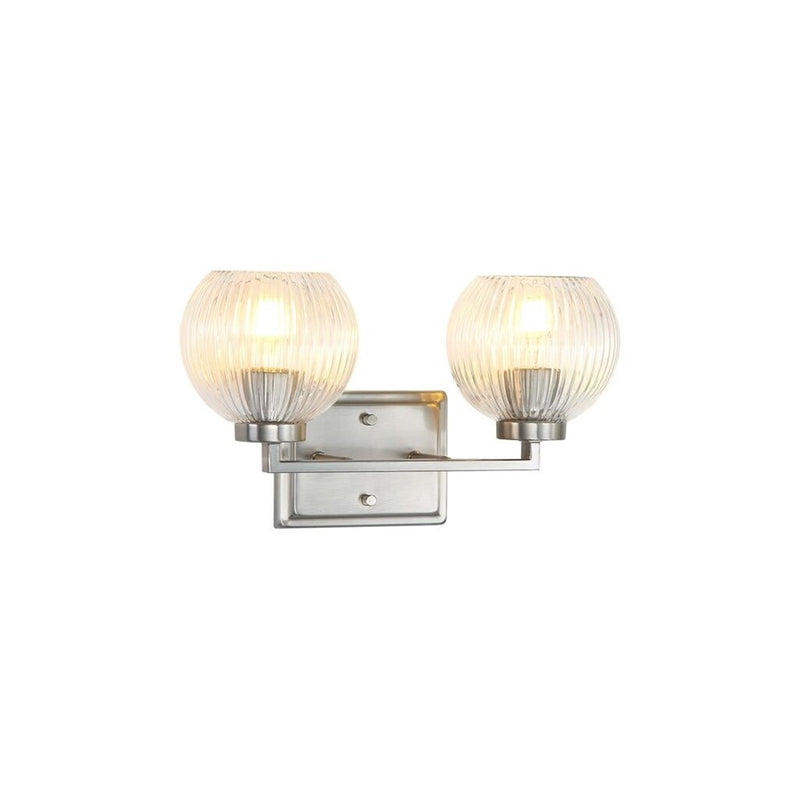 Golden Elliott 2 Light Bath Vanity, Pewter/Ribbed Clear