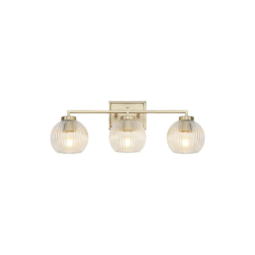 Golden Elliott 3 Light Bath Vanity, Champ Bronze/Ribbed Clear
