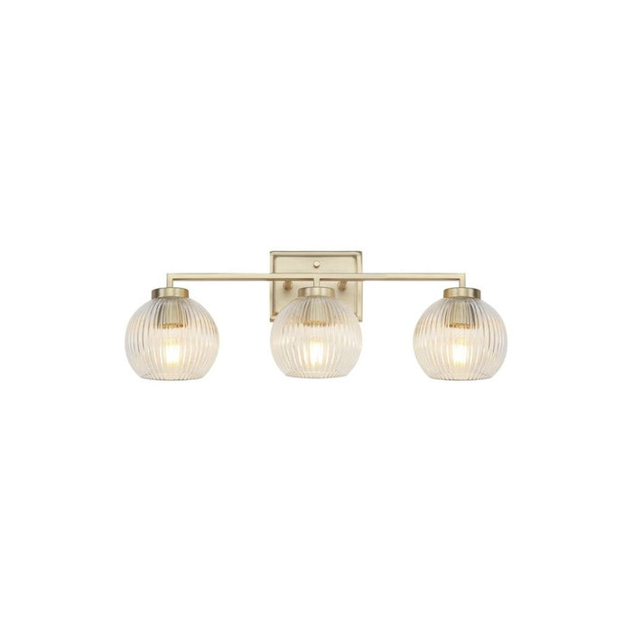 Golden Elliott 3 Light Bath Vanity, Champ Bronze/Ribbed Clear