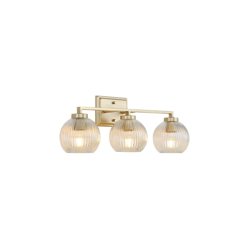Golden Elliott 3 Light Bath Vanity, Champ Bronze/Ribbed Clear