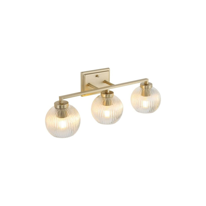 Golden Elliott 3 Light Bath Vanity, Champ Bronze/Ribbed Clear