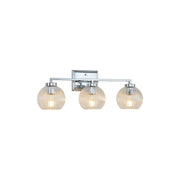 Golden Elliott 3 Light Bath Vanity, Chrome/Ribbed Clear - 3094-BA3CH-RIB