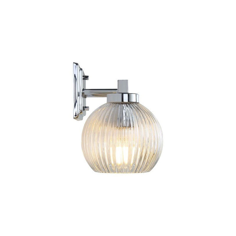 Golden Elliott 3 Light Bath Vanity, Chrome/Ribbed Clear