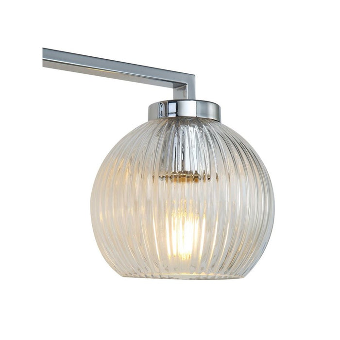 Golden Elliott 3 Light Bath Vanity, Chrome/Ribbed Clear