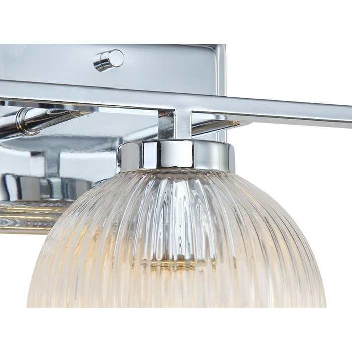Golden Elliott 3 Light Bath Vanity, Chrome/Ribbed Clear