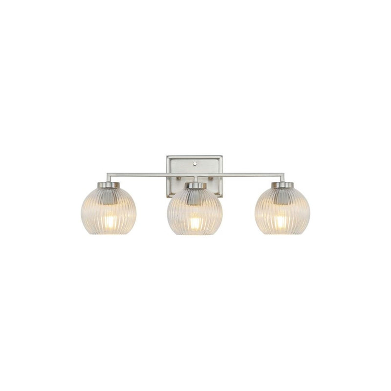 Golden Elliott 3 Light Bath Vanity, Pewter/Ribbed Clear - 3094-BA3PW-RIB